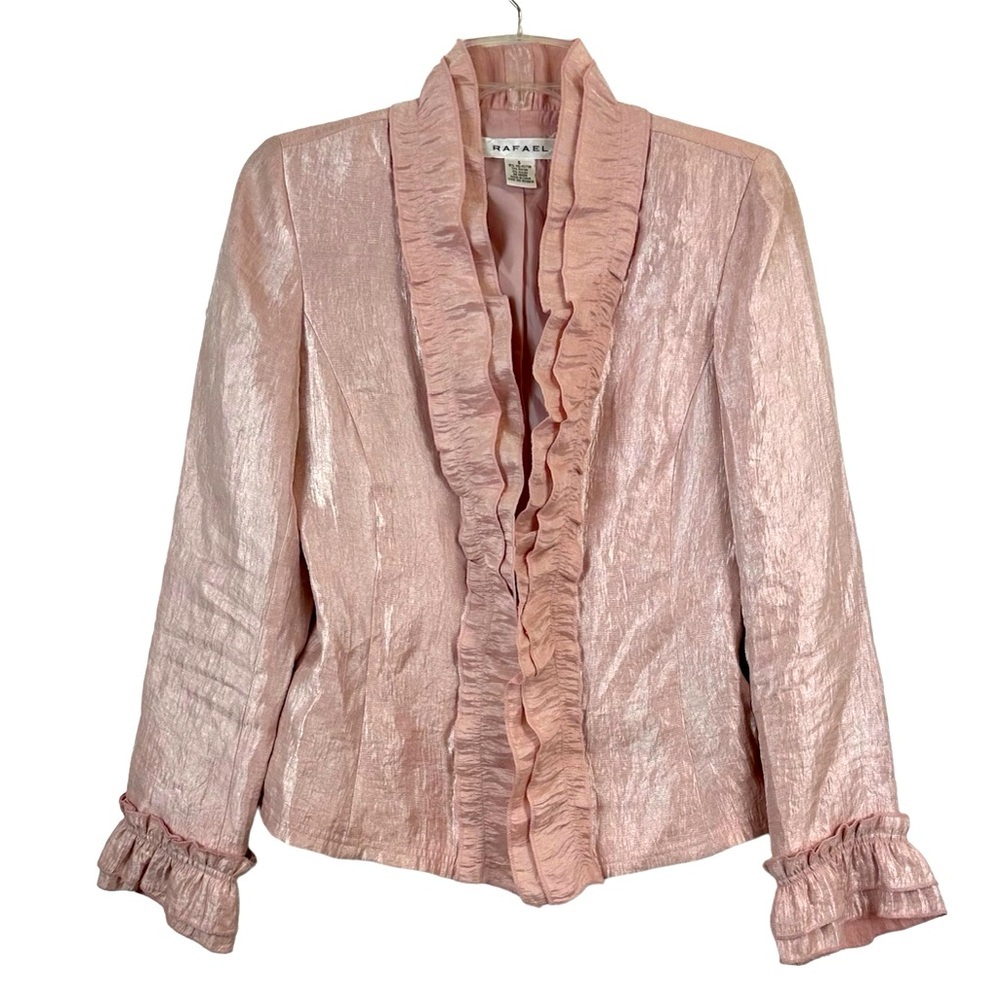 Raphael Opulent Ruffle Front Jacket Size 6 - Picture 2 of 6